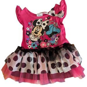 Disney Minnie Mouse pink polka dot tulle dress size 12‎ months